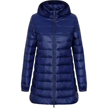 Dámský kabát Dámský podzimní/zimní kabát s odnímatelnou kapucí - velikosti až do 7XL Barva: námořnická modrá, Velikost: 6XL