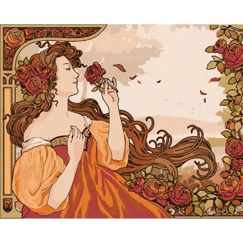 Diamantové malování Diamondi D00-050-040-500079 reprodukce žena a růže Alfons Mucha bez rámu