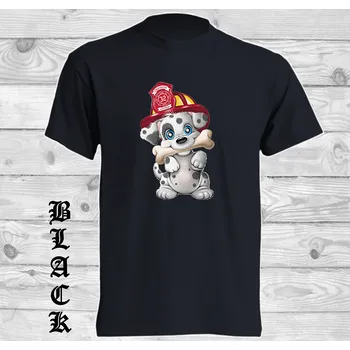 detske-levne-bavlnene-tricko-potisk-pes-pozarnik Barva: Black -černá, velikost: 116