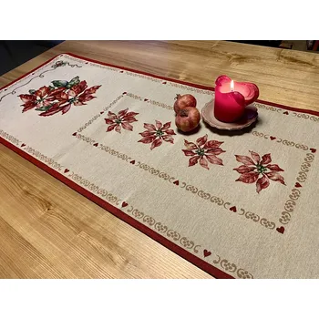 ubrus BYTEMA Gobelínový ubrus Vánoční růže 45 x 140 cm