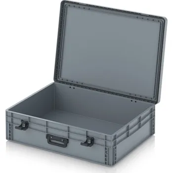 paleta Euro přepravka s víkem s panty Pro 81,3 x 62,8 x 23,8 cm, zavřená - Stříbrošedá - materiál: PP - EDP 86/22 HG 1G