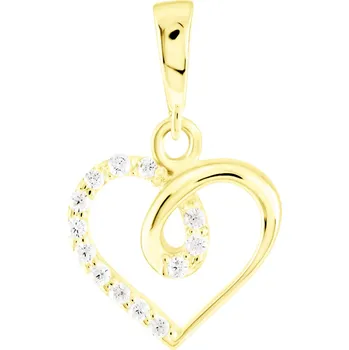 Přívěsek GEMMAX Zlatý přívěsek srdíčko se zirkony – zlatý šperk ryzosti 585/1000 v Dárkovém balení s Certifikátem GLPYB-02088