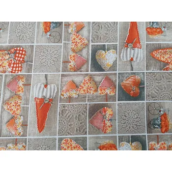 BYTEMA Dekorační látka SRDÍČKA LIDIA oranžová šíře 140 cm