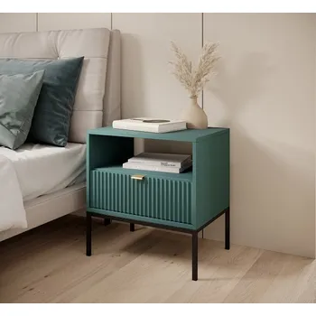 Noční stolek Moderní noční stolek Nova - zelená/černá/zlaté úchytky
