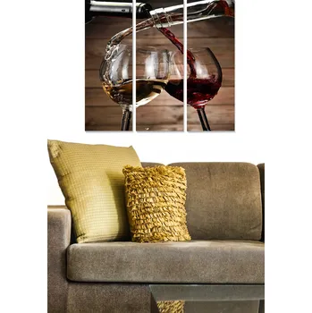 Obraz ASIR Obraz na MDF 3ks ČERVENÉ A BÍLÉ VÍNO 20 x 50 cm
