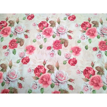 BYTEMA Dekorační látka ROZKVETLÁ RŮŽE JULIANA šíře 140 cm