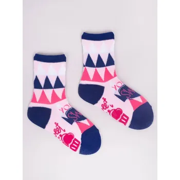 Dívčí oblečení ABS ponožky YO SKA0003G protiskluzové růžové s tm.modrou velikosti ponožek: 14-15 ( EUR vel. 20-22)