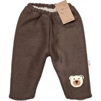 Oteplené pletené kalhoty Teddy Bear, Baby Nellys, dvouvrstvé, hnědé, Velikost koj. oblečení 68-74 (6-9m)