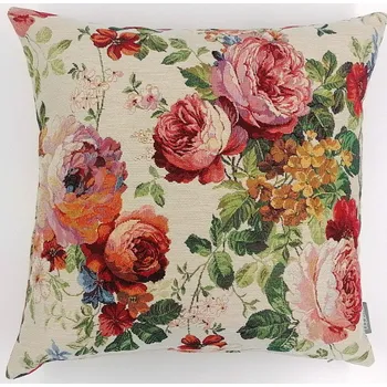 Dekorativní polštářek BYTEMA Gobelínový povlak na polštář SMETANOVÁ RŮŽE 45 x 45 cm