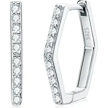 Náušnice NUBIS® Stříbrné hranaté náušnice s moissanity - MN137