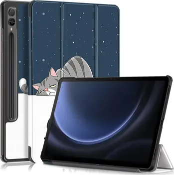 Příslušenství pro tablet Print chytré zavírací pouzdro na Samsung Galaxy Tab S9 FE+ - kočka