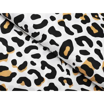 Bavlněná látka/plátno Sandra SA-409 Leopardí vzor na bílém - šířka 160 cm