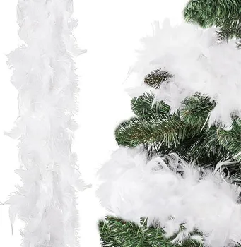 Vánoční dekorace Springos CA0070 vánoční girlanda z pravého peří 1,8 m bílá