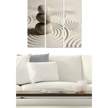 Bytová dekorace ASIR Obraz na MDF 3ks KAMENY V PÍSKU 20 x 50 cm