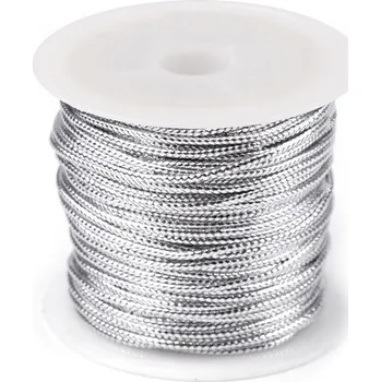Příze Šnůrka s lurexem Ø2 mm kulatá, vánoční, barva 1 stříbrná