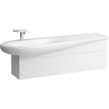 Koupelnový nábytek Alessi One - skříňka pod umyvadlo 1600, s 1 zásuvkou, s výřezem pro sifon vlevo, pro umyvadlo H814971, bílá matná H4304510972601