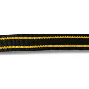Chov hospodářského zvířete Řemen krční podšitý se zajištěním s kroužkem, 120 cm, černý se žlutými pruhy