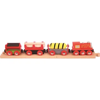 Vláček a vláčkodráha Bigjigs Rail Nákladní vlak červený + 3 koleje