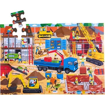 Puzzle Bigjigs Toys Podlahové puzzle Staveniště 48 dílků