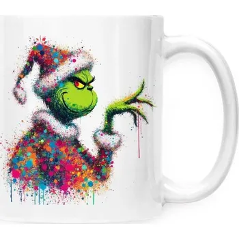 Hrnek malý bílý s potiskem Stříkance barev Chrinch hrnek