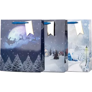 Dárková taška Taška dárková 260x320 mm zimní krajina mix , barevná 71 gram