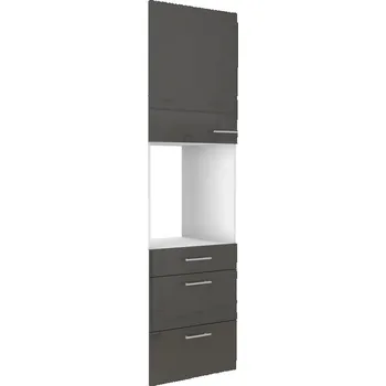 Kuchyňská linka Vysoká skříň na vestavěnou troubu LARA šedá lesk, 60 DPS-210 3S1F, šuplíky Premium Box