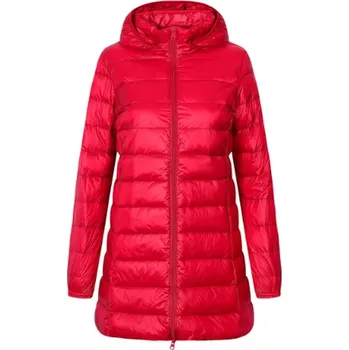 Dámský kabát Dámský podzimní/zimní kabát s odnímatelnou kapucí - velikosti až do 7XL Barva: Červená, Velikost: 7XL