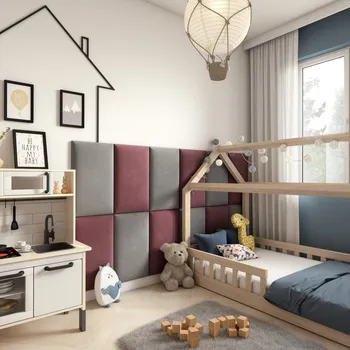 Obklad ELTAP Čalouněný panel SET QUADRATTA 180x100 růžový, šedý