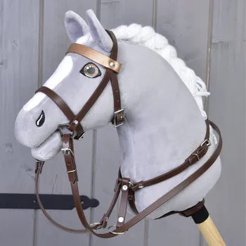 Hobby horsing Světle hnědý koženkový set - uzdečka, otěže a martingal Velikost: S