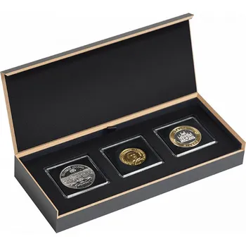 Obal pro sběratelský předmět Leuchttrum etue LUXOR na 3 ks mincí v kapslích QUADRUM