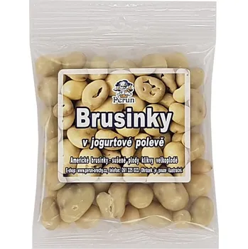 Sušená potravina PERUN-OŘECHY Brusinky v jogurtové polevě sáček: 80 g