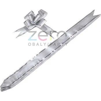 Stuha Stahovací mašle 3,3 cm x 25 ks - stříbrná s pruhy