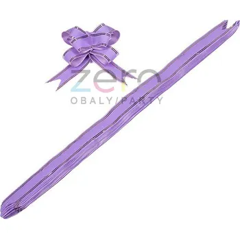 Stuha Stahovací mašle 3,3 cm x 25 ks - sv. fialová s pruhy