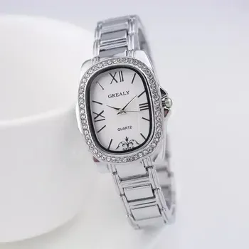 Hodinky Luxusní módní dámské hodinky s ocelovým páskem - stříbrná bílá