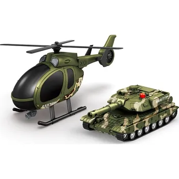 autíčko CITY SERVICE CAR - 1:14 Vojenský set vrtulník + tank