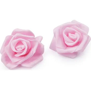 Svatební dekorace Dekorace pěnová růže Ø7-8 cm, barva 2 růžová sv.