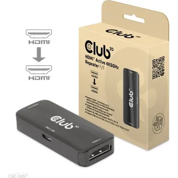 Kabel do PC Club3D Adaptér aktivní HDMI 4K60Hz (F/F), černá CAC-1307