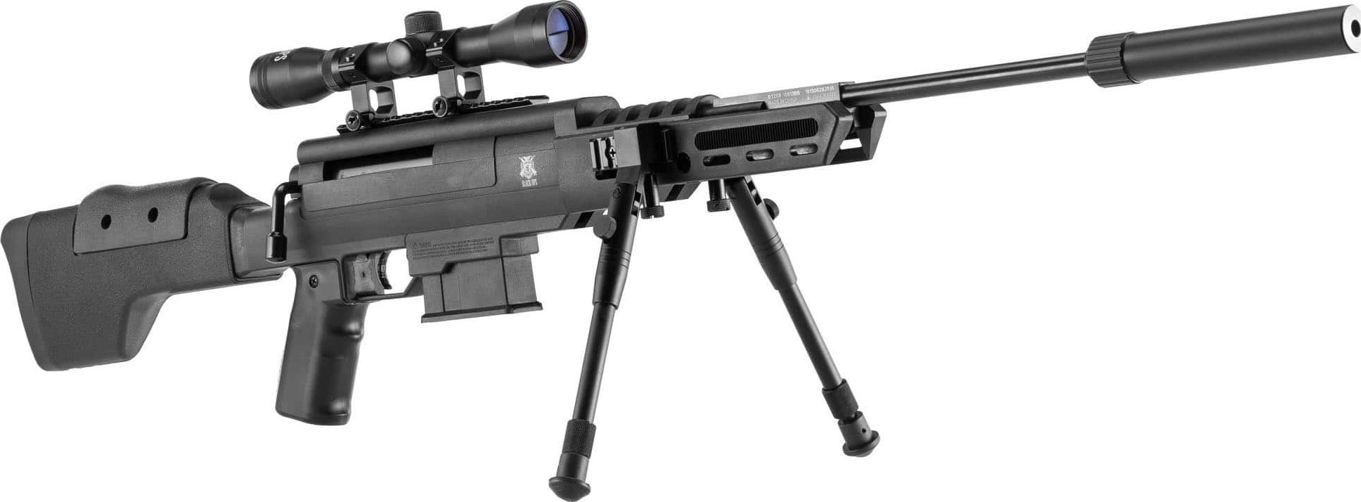 BO manufacture | Black Ops Sniper vzduchovka 4,5 mm + Optika 4×32 + Bipod - 16 J