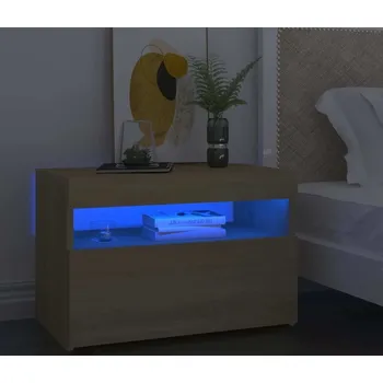 Noční stolek vidaXL Noční stolek s LED osvětlením 60 x 35 x 40 cm [3082782] Barva: dub sonoma