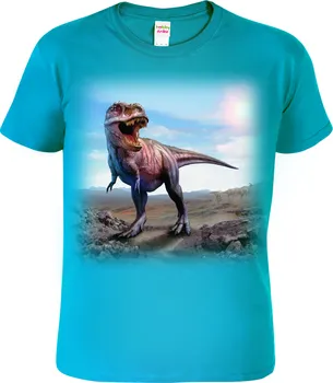 Chlapecké tričko HobbyTriko Dětské tričko s dinosaurem Tyrannosaurus 3D tyrkysové