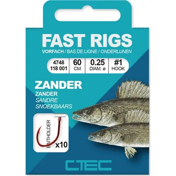 Rybářský háček SPRO návazce C-Tec Fast Rigs Zander Baitholder 60cm 10ks Průměr: 0,25mm, Velikost háčku: 2
