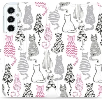 Pouzdro na mobilní telefon Flipové pouzdro Mobiwear - Samsung Galaxy M34 5G - MX01S Kočičí zádíčka (Knížkové flip pouzdro, obal, kryt na mobil Samsung Galaxy M34 5G - MX01S Kočičí zádíčka, materiál Umělá kůže + TPU - ochrana 360°, stojánek, silikonová vanička, magnetické zavírání)