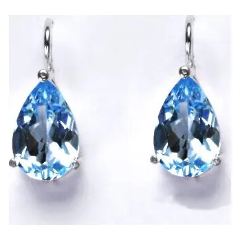 Náušnice Stříbrné náušnice přírodní topaz sky slza - NK1360 (Stříbrné náušnice s přírodním topazem 12x8 mm)