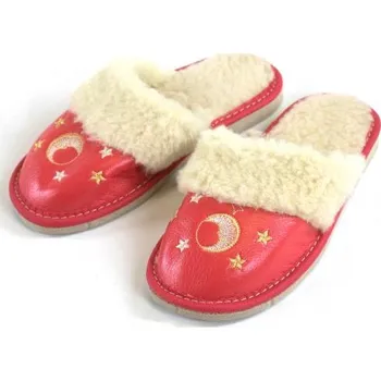 Pánské pantofle Dětské kožené papuče červené 33