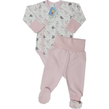 Kojenecká souprava Souprava do porodnice 2dílná - růžová ptáčci - vel. 62