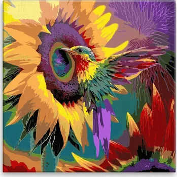 Malování podle čísel - Duhový kolibřík - 40x40 cm, bez dřevěného rámu - CZ výroba
