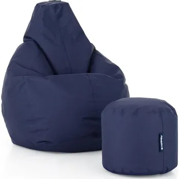 Sedací pytel SakyPaky sedací set Hruška s taburetem tmavě modrá