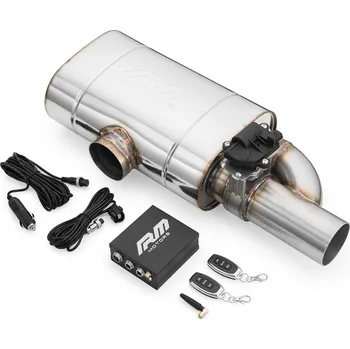 Výfuková trubka RM Motors Příčný tlumič s elektrickým ventilem EV04 Boční: Vlevo