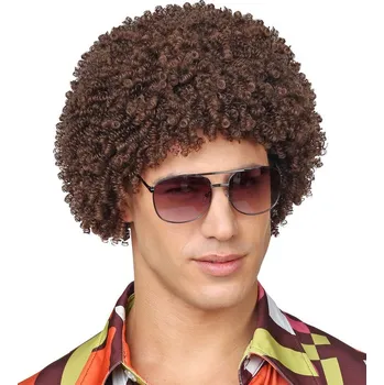 Karnevalová paruka Paruka - Disco - hnědá - kudrnatá