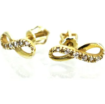 Náušnice Stříbrné zlacené náušnice Nekonečno – jemná elegance s luxusním nádechem (Ag 925, pozlacené, zapínání na šroubek)